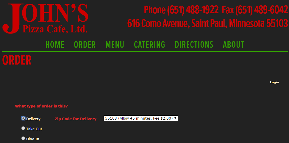 John's Pizza Cafe Online Ordering