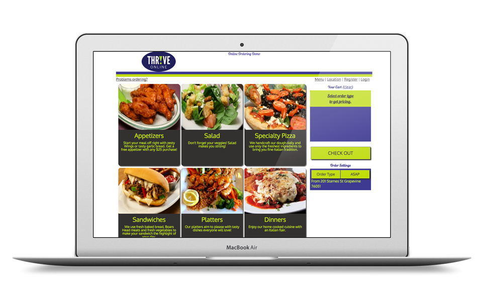 online ordering menu